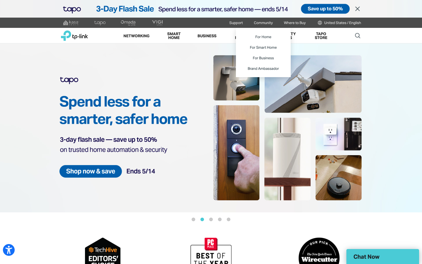 TP-Link Smart Home dropdown 仅 4 个链接